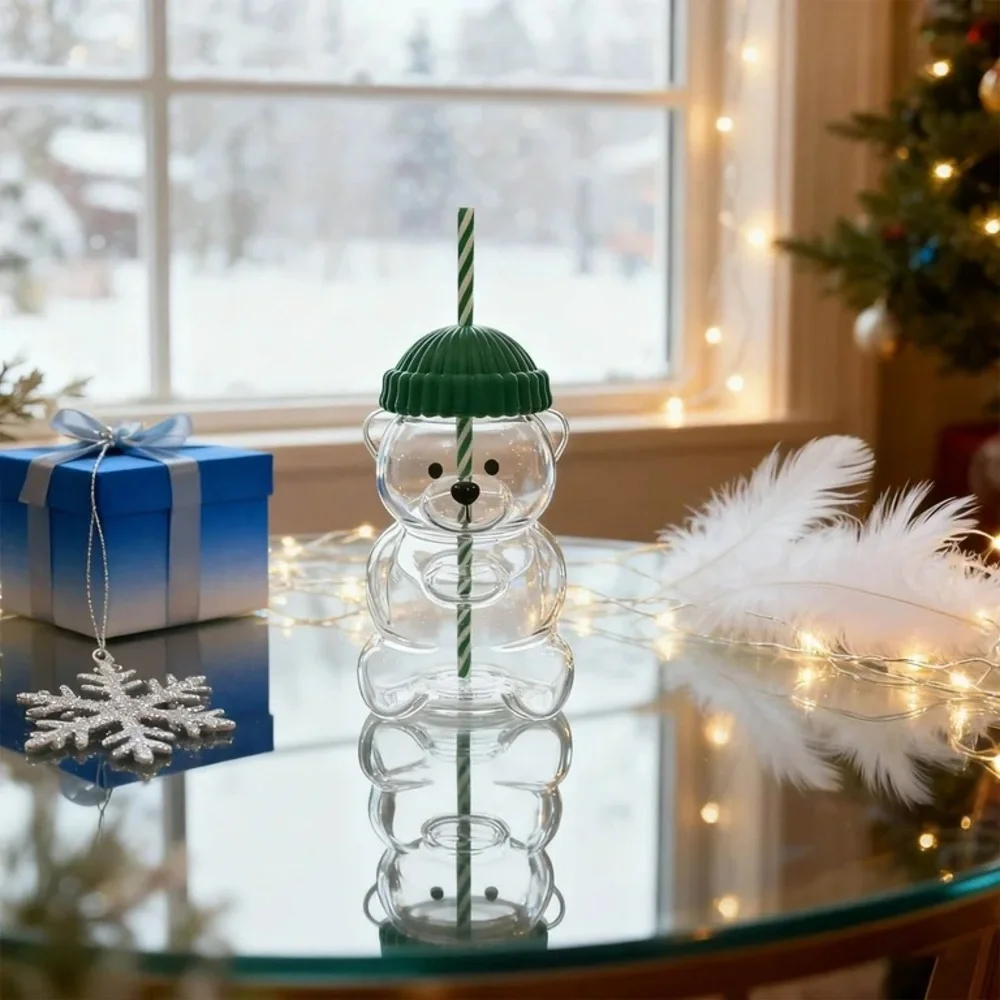 Green Bear Shaped Party Cup with Straw